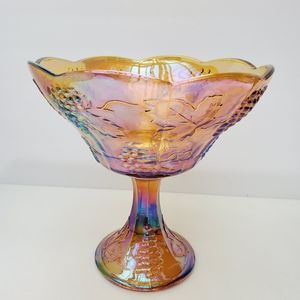 Vintage  Indiana glass  compote  golden  vase